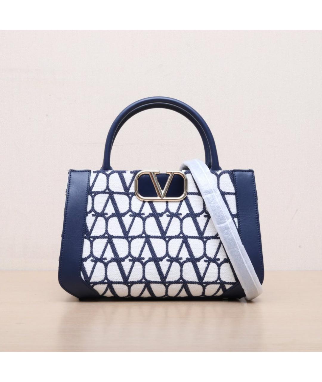 VALENTINO Синяя кожаная сумка тоут, фото 3