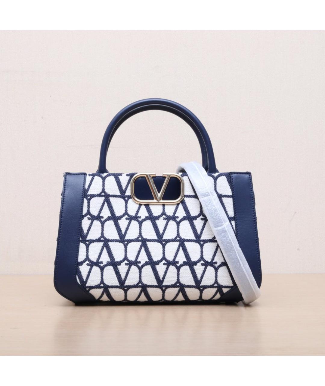 VALENTINO Синяя кожаная сумка тоут, фото 2