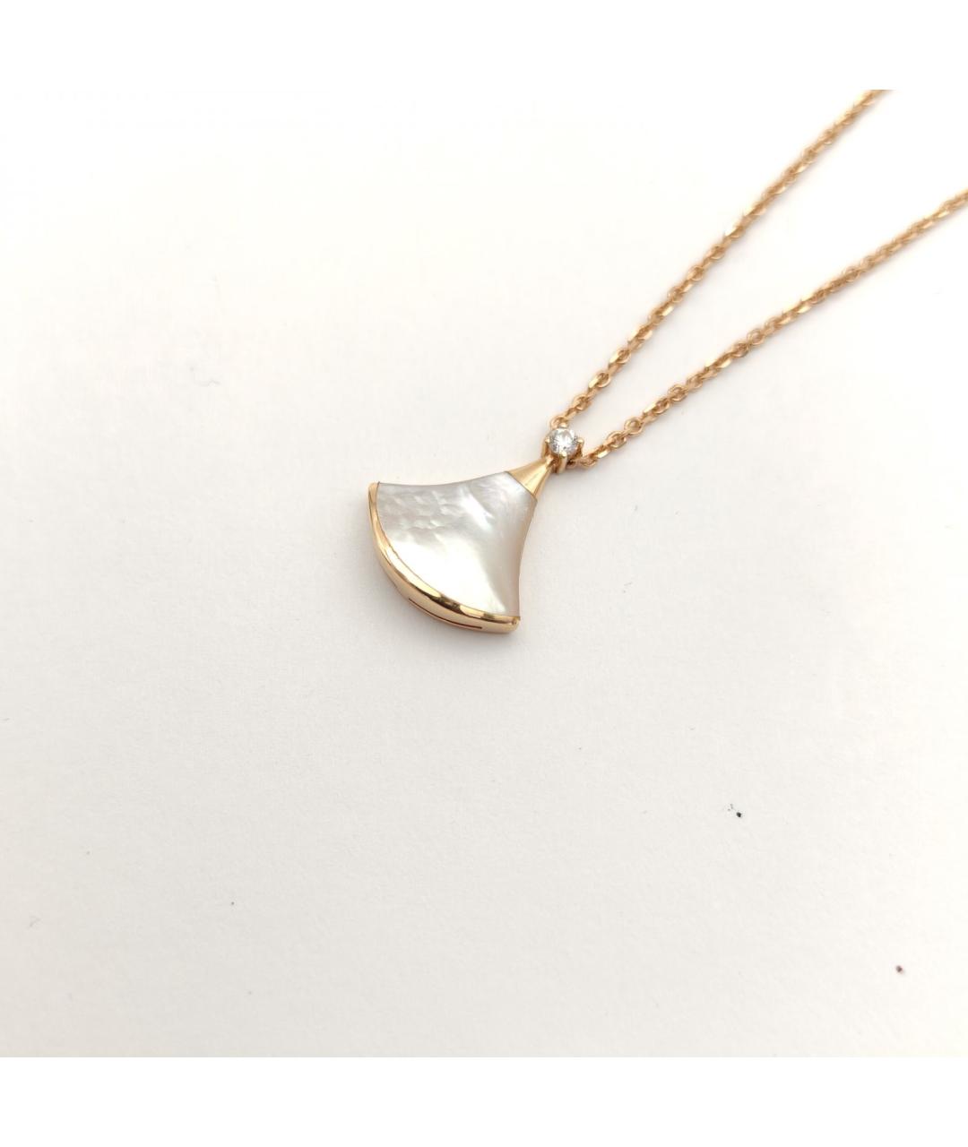 BVLGARI Белая подвеска из розового золота, фото 2