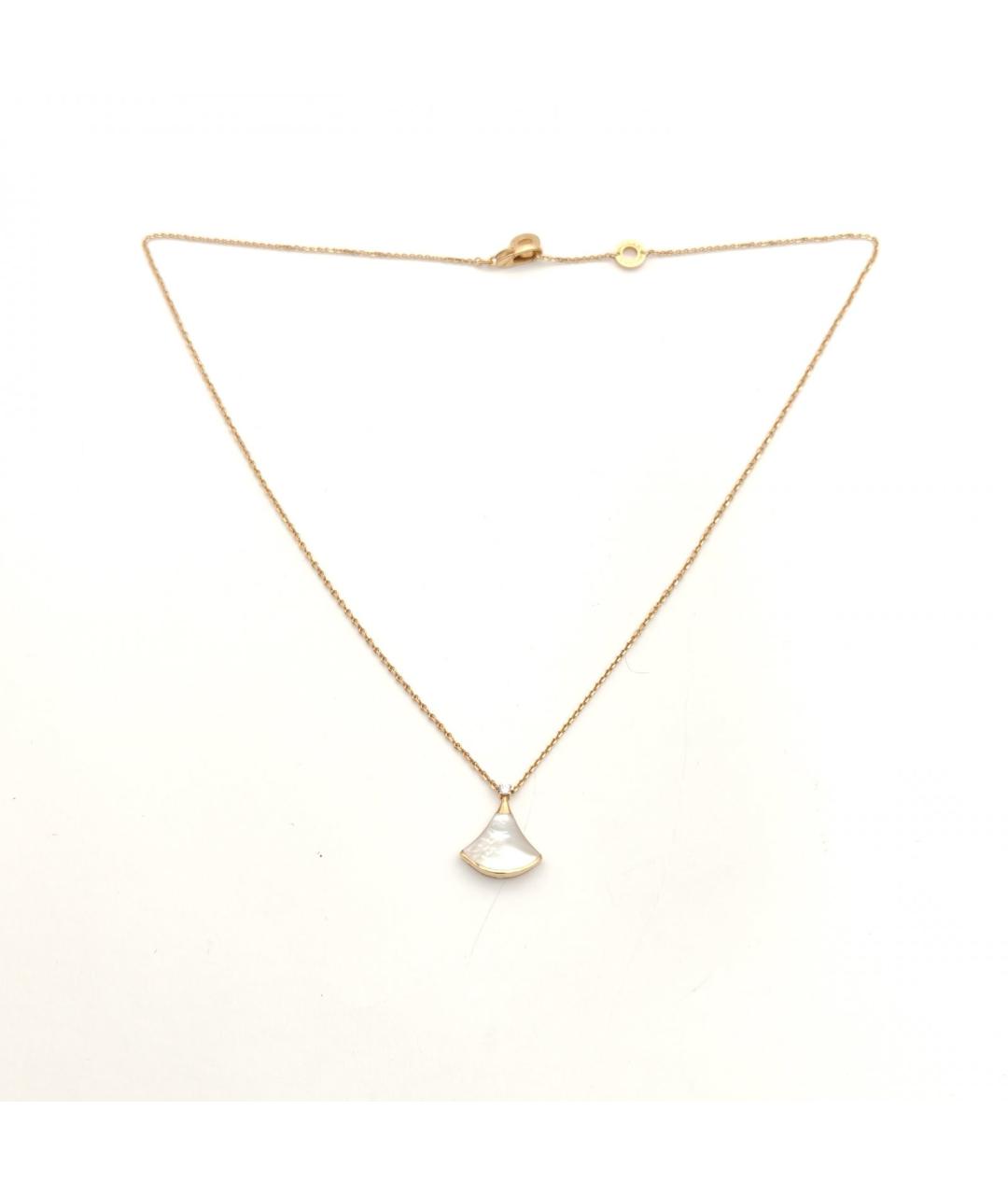 BVLGARI Белая подвеска из розового золота, фото 5