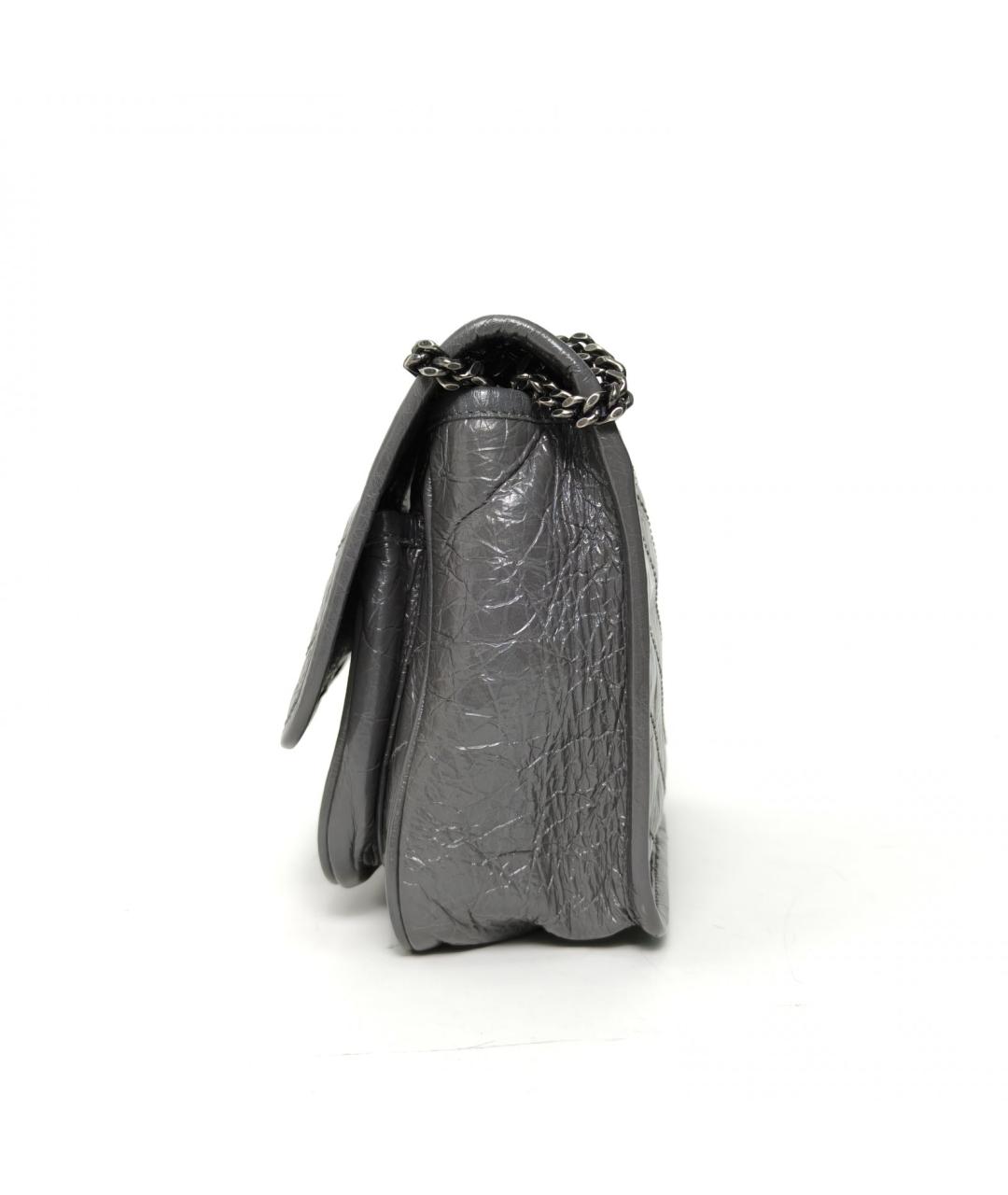 SAINT LAURENT Серая кожаная сумка через плечо, фото 3