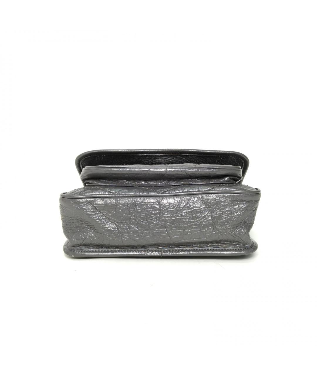 SAINT LAURENT Серая кожаная сумка через плечо, фото 6