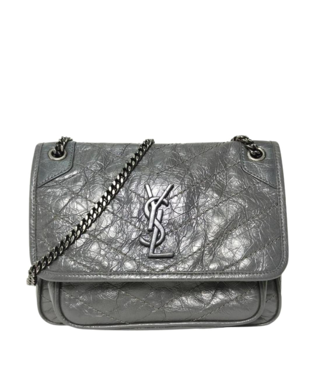 SAINT LAURENT Серая кожаная сумка через плечо, фото 1