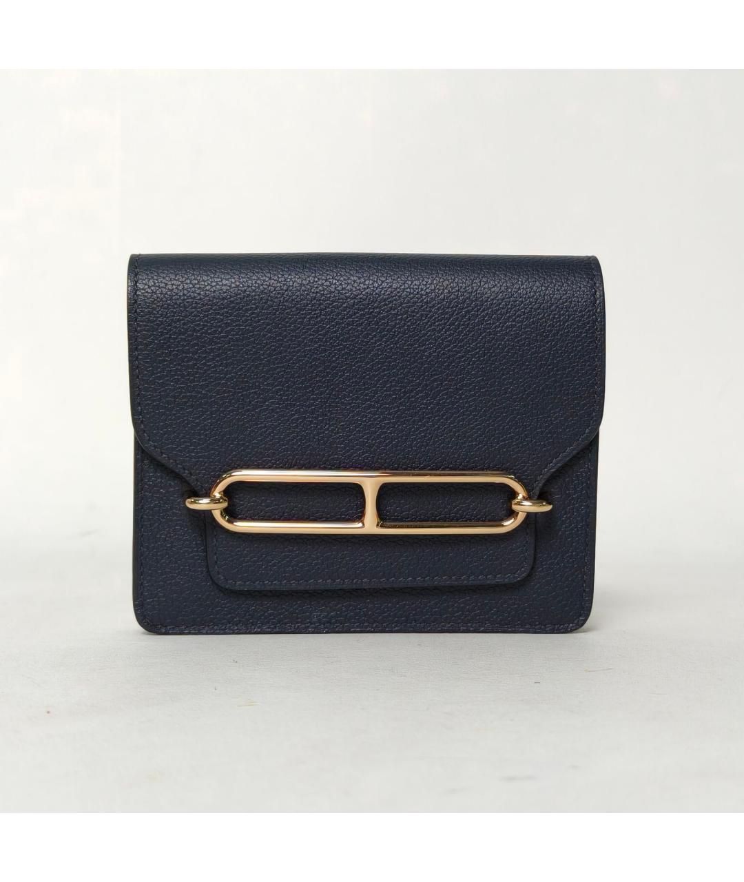 HERMES Темно-синий кожаный кошелек, фото 2