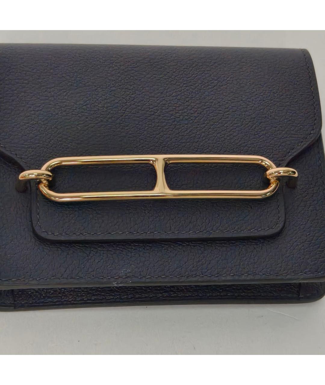 HERMES Темно-синий кожаный кошелек, фото 7