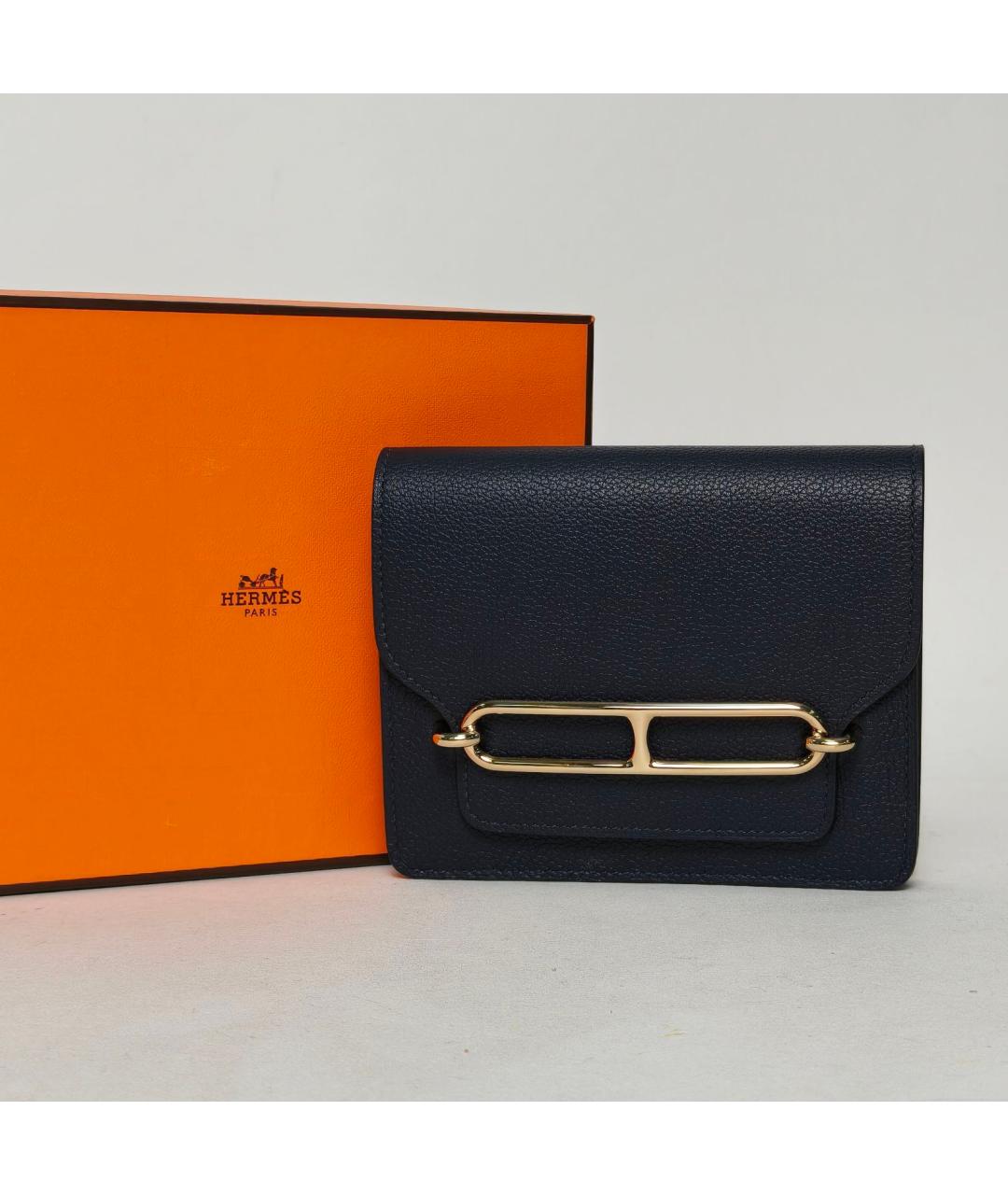 HERMES Темно-синий кожаный кошелек, фото 9