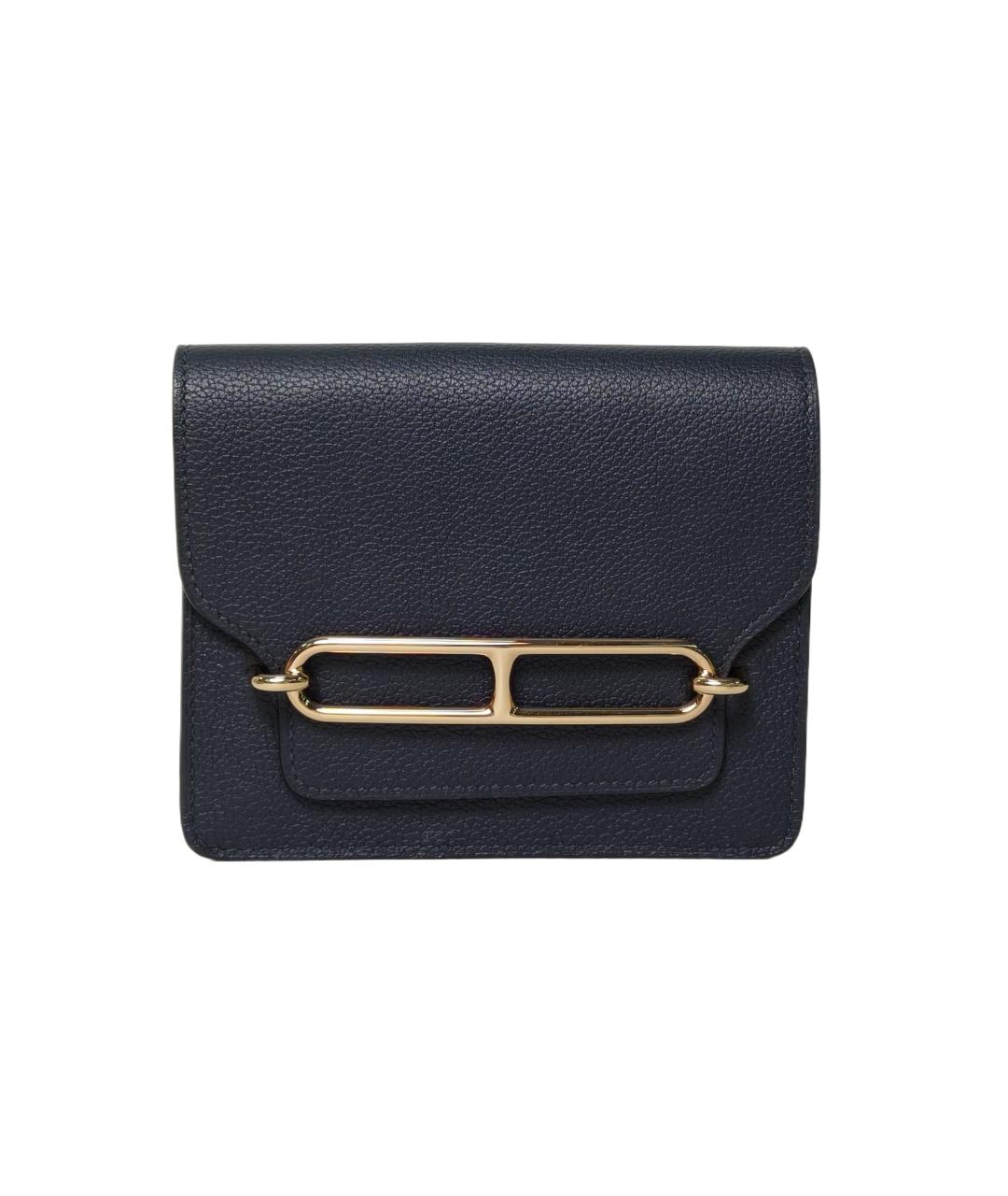 HERMES Темно-синий кожаный кошелек, фото 1