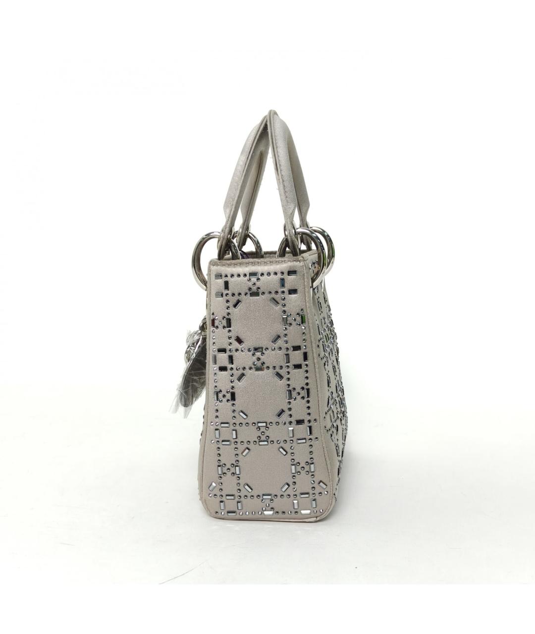 CHRISTIAN DIOR Серебряная кожаная сумка через плечо, фото 3