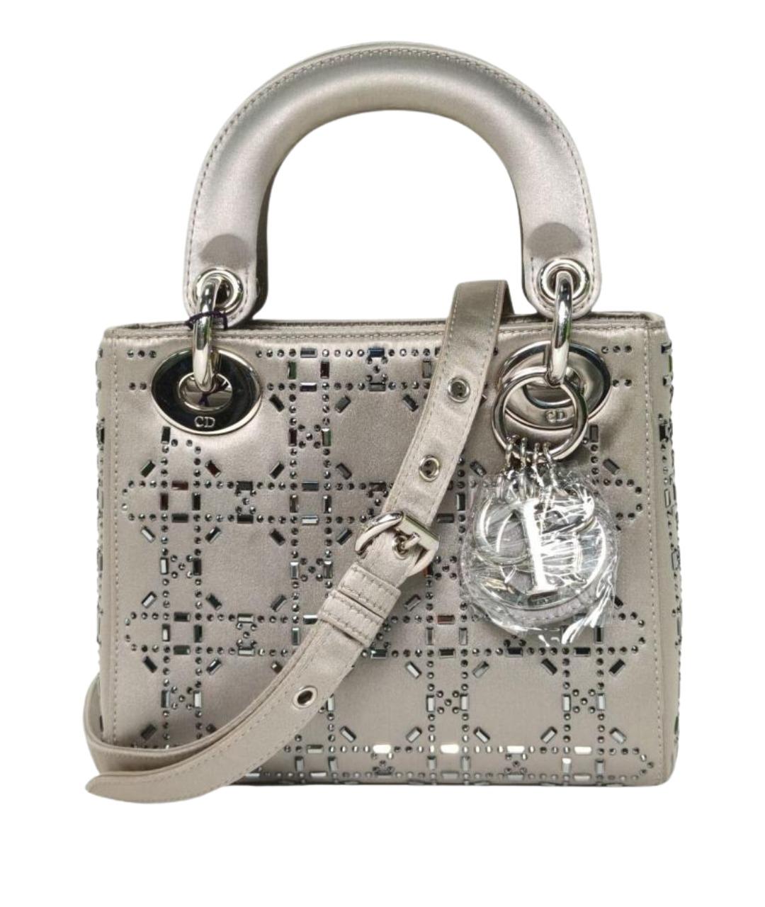 CHRISTIAN DIOR Серебряная кожаная сумка через плечо, фото 1