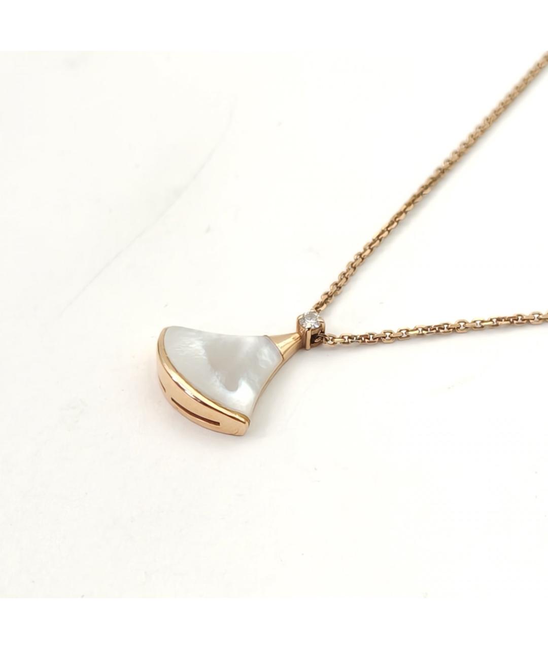 BVLGARI Белая подвеска из розового золота, фото 4