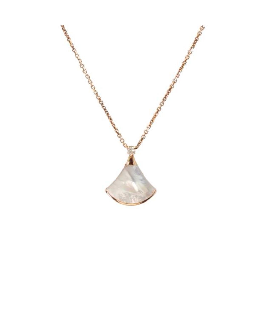 BVLGARI Белая подвеска из розового золота, фото 10