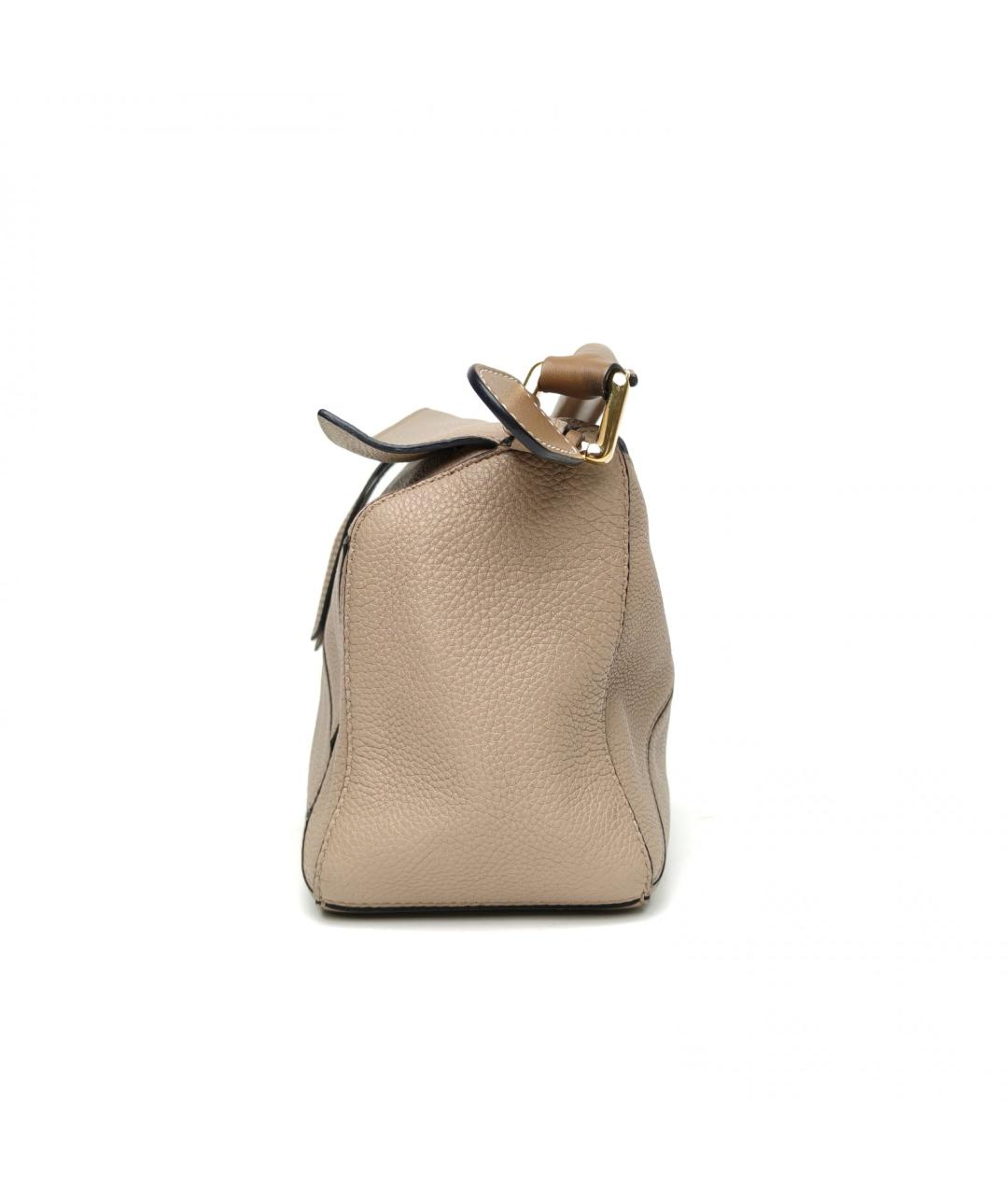 LOEWE Бежевая кожаная сумка с короткими ручками, фото 3