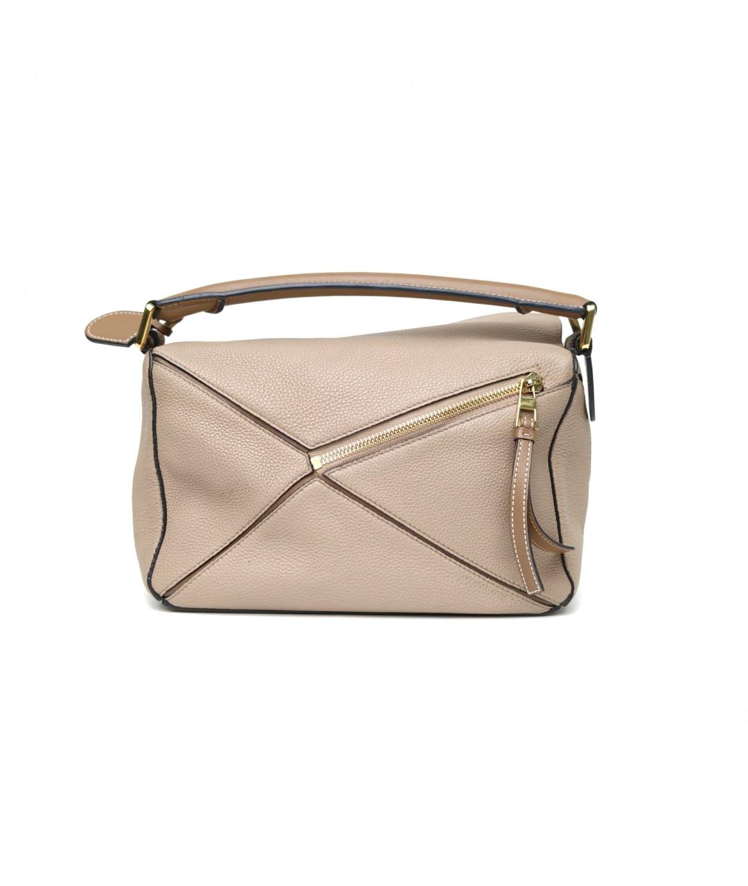 LOEWE Бежевая кожаная сумка с короткими ручками, фото 4