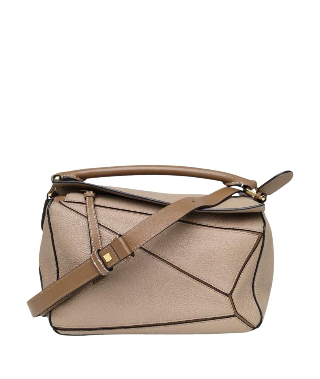 LOEWE Бежевая кожаная сумка с короткими ручками, фото 1