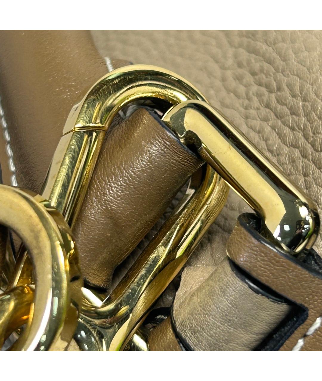 LOEWE Бежевая кожаная сумка с короткими ручками, фото 9