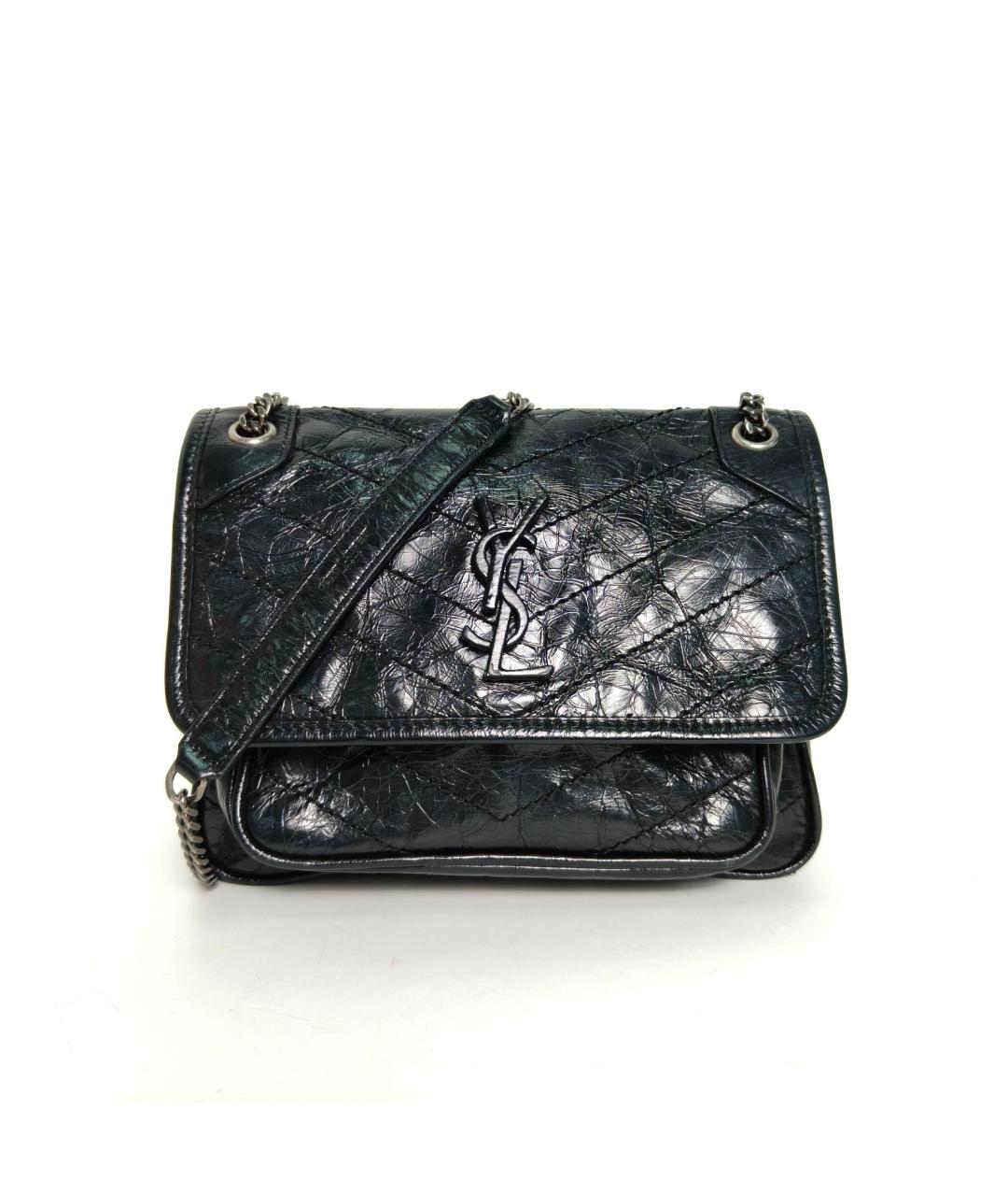 SAINT LAURENT Черная кожаная сумка через плечо, фото 2