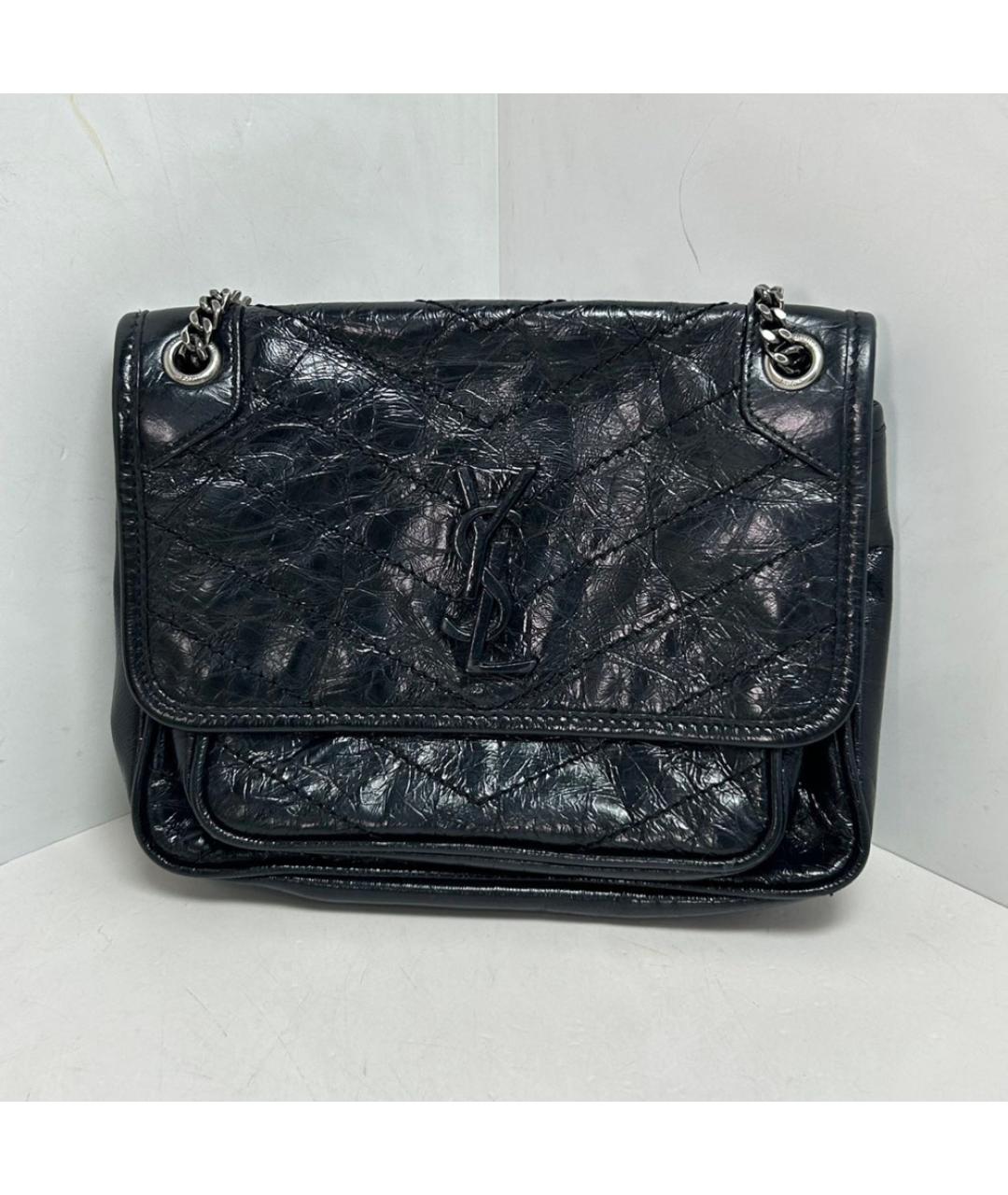 SAINT LAURENT Черная кожаная сумка через плечо, фото 9