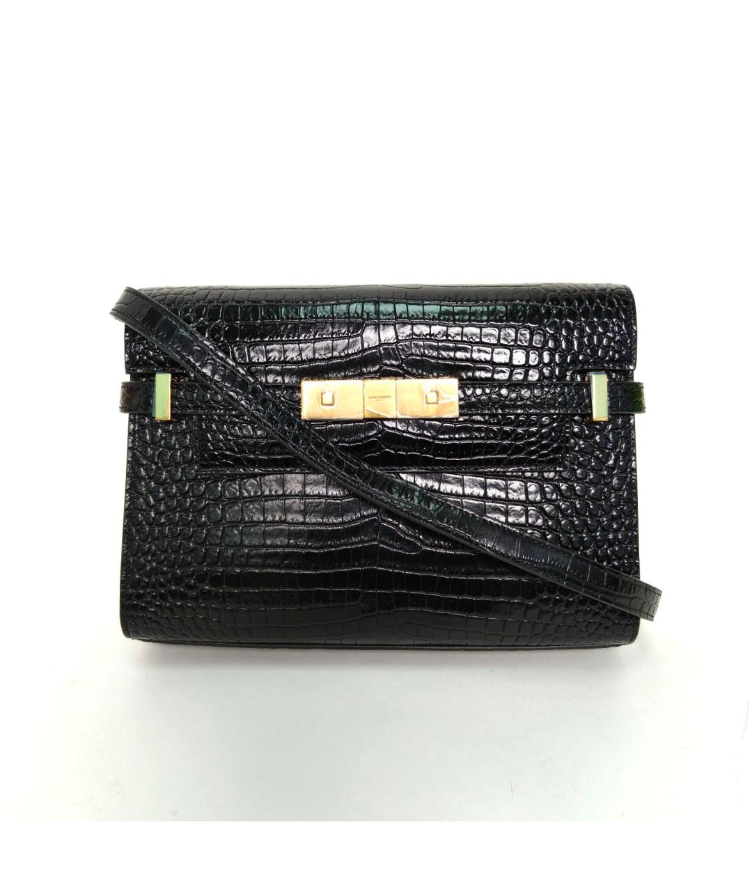 SAINT LAURENT Черная кожаная сумка через плечо, фото 2