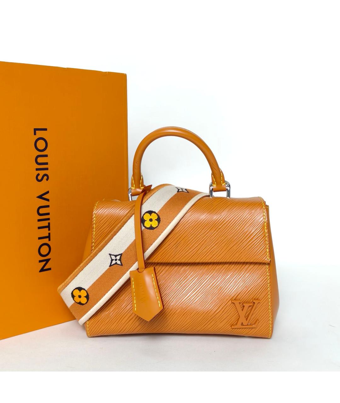 LOUIS VUITTON Коричневая кожаная сумка с короткими ручками, фото 4