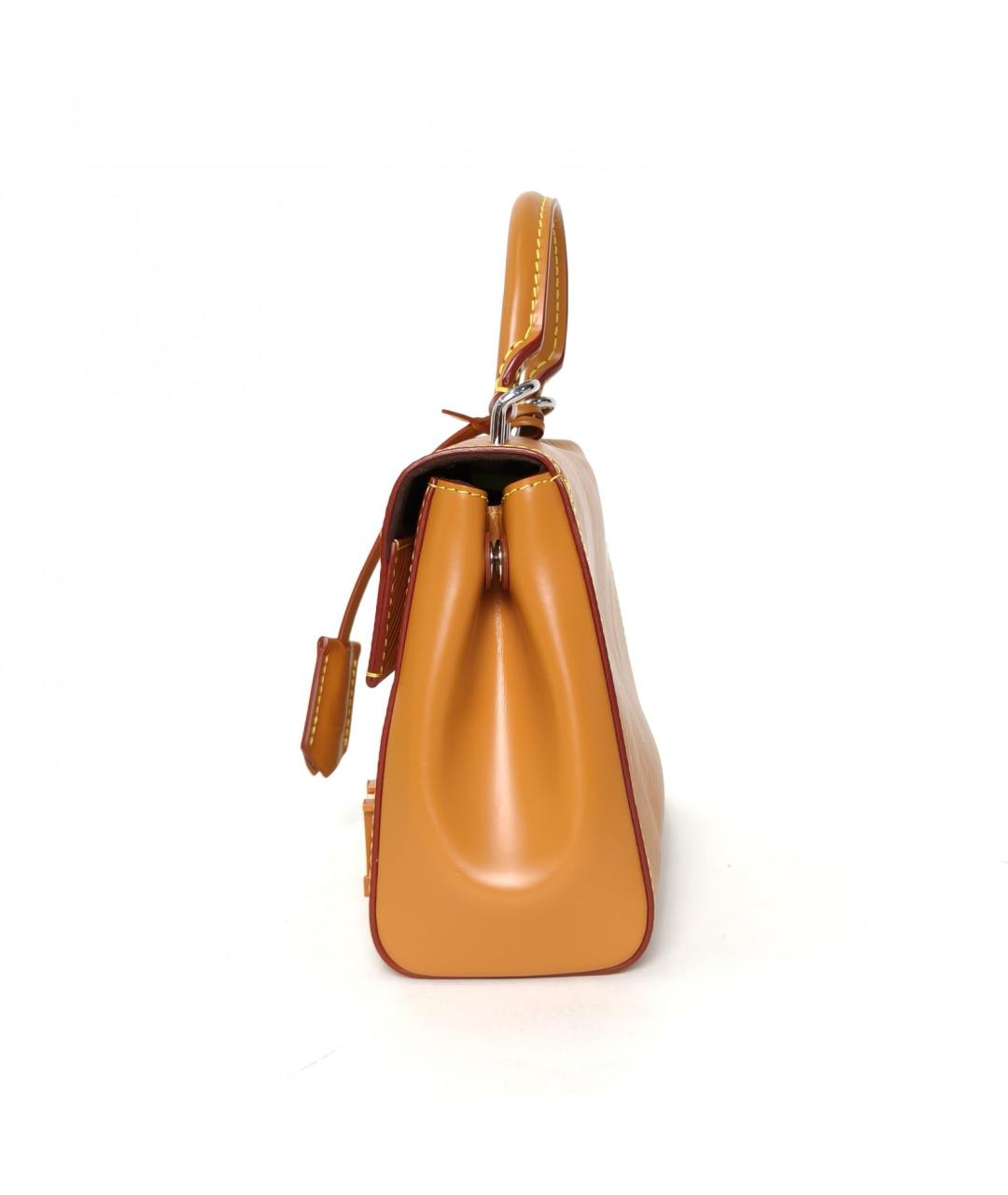 LOUIS VUITTON Коричневая кожаная сумка с короткими ручками, фото 6