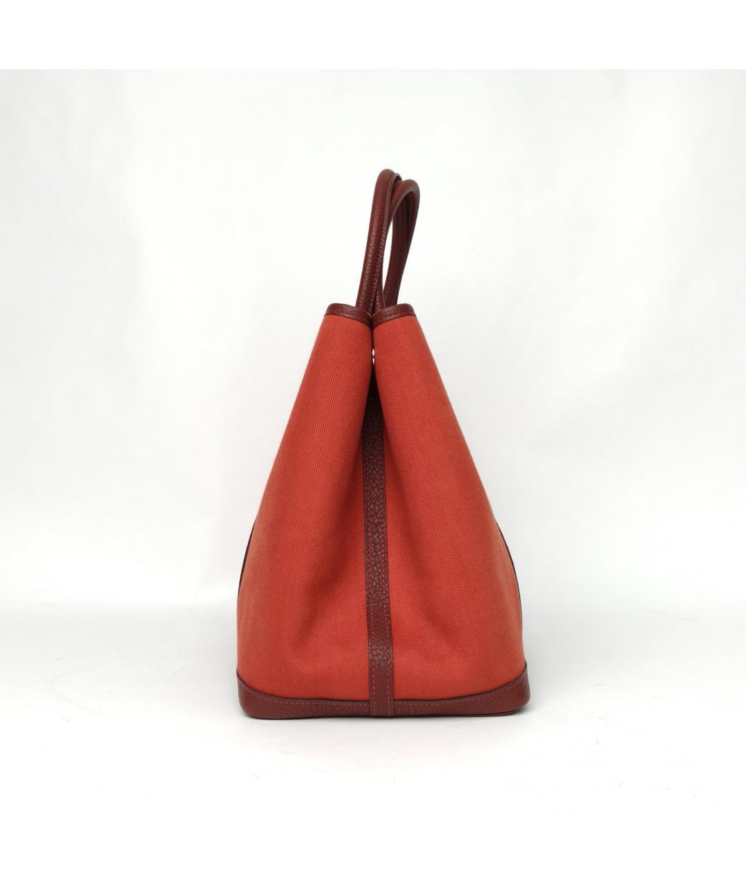 HERMES Красная тканевая сумка тоут, фото 3