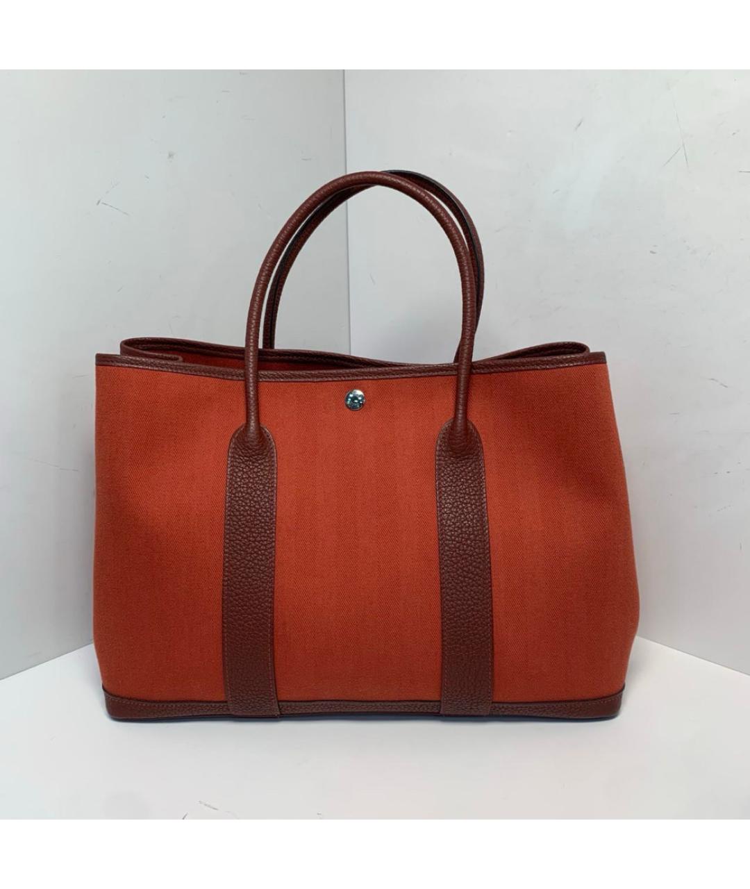 HERMES Красная тканевая сумка тоут, фото 9