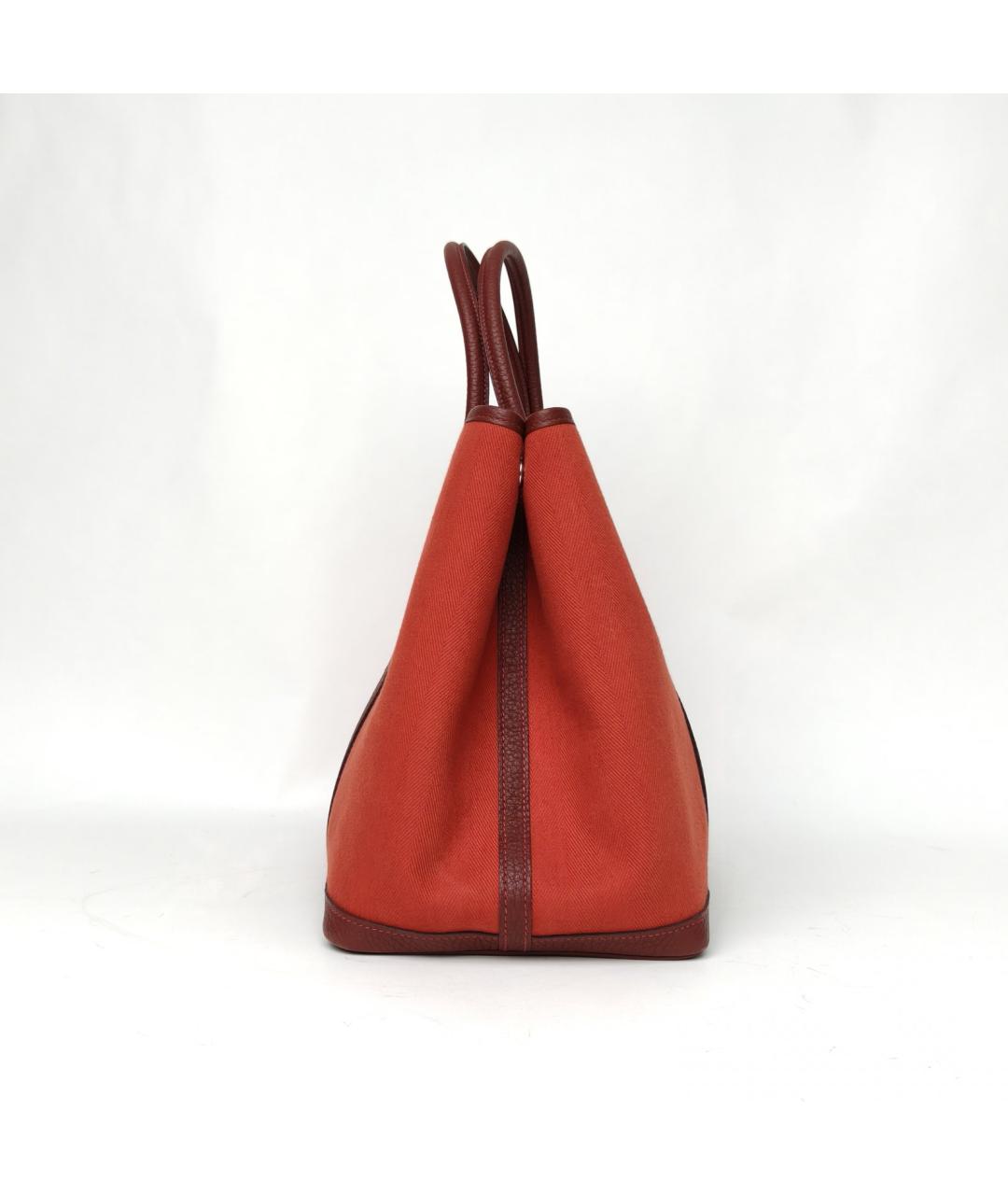 HERMES Красная тканевая сумка тоут, фото 5
