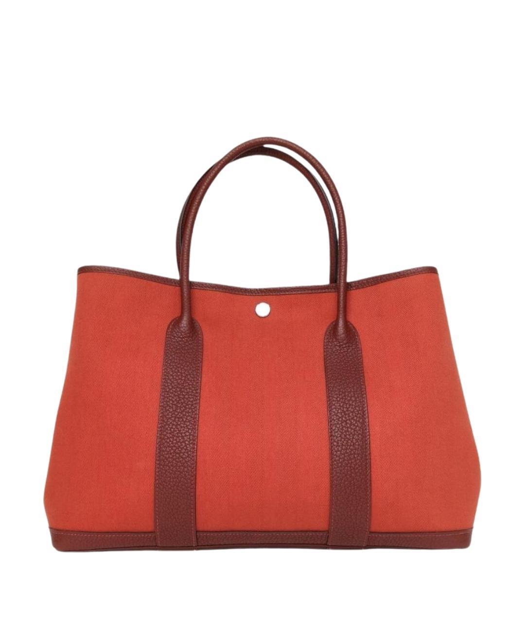 HERMES Красная тканевая сумка тоут, фото 1