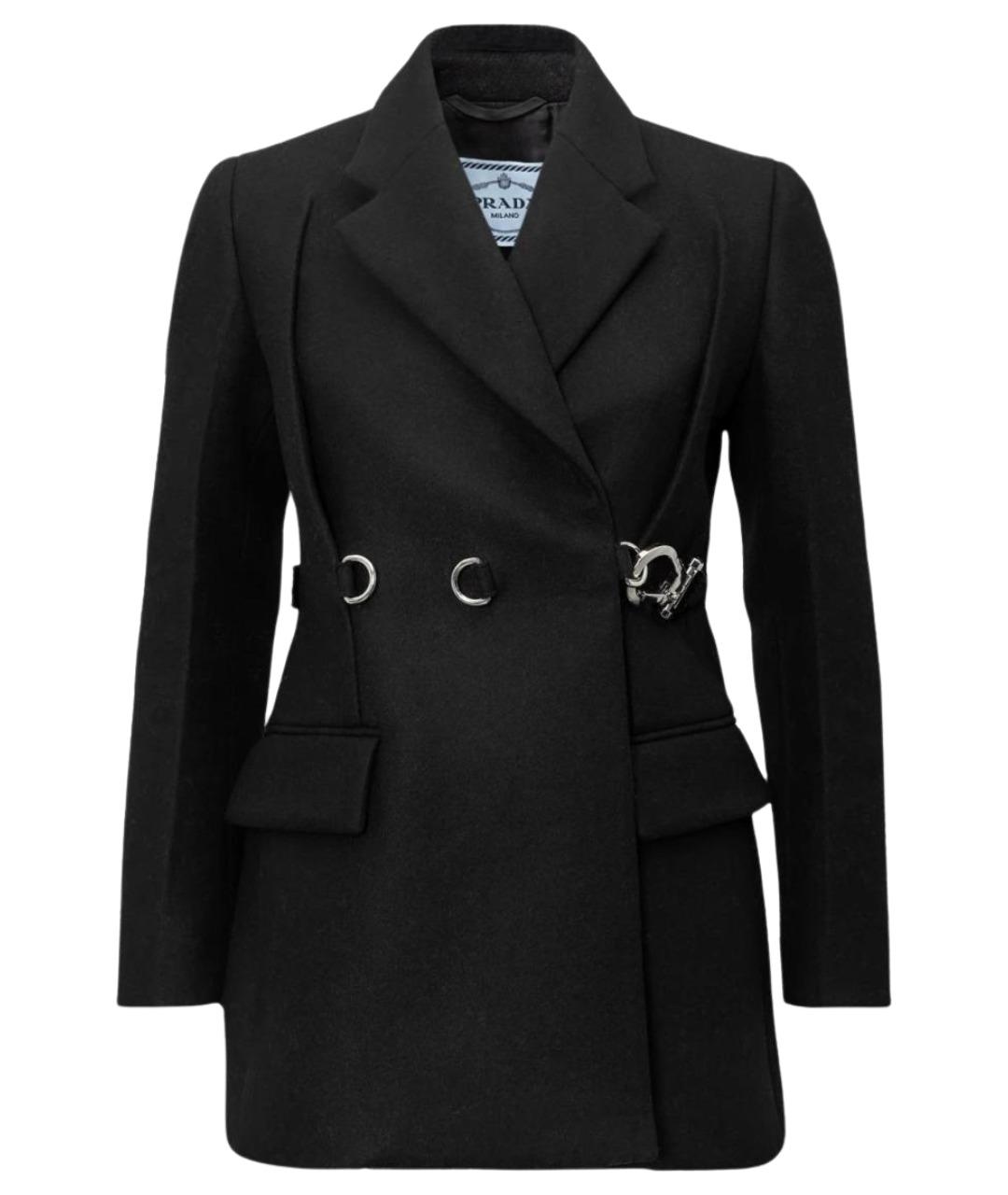 PRADA Черное шерстяное пальто, фото 1