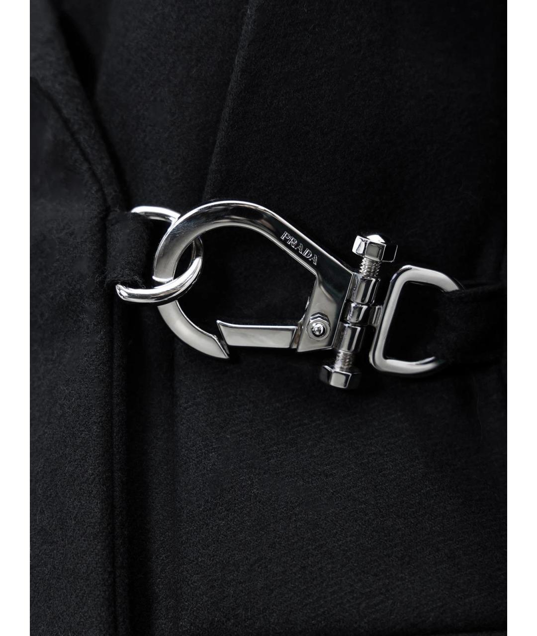 PRADA Черное шерстяное пальто, фото 3