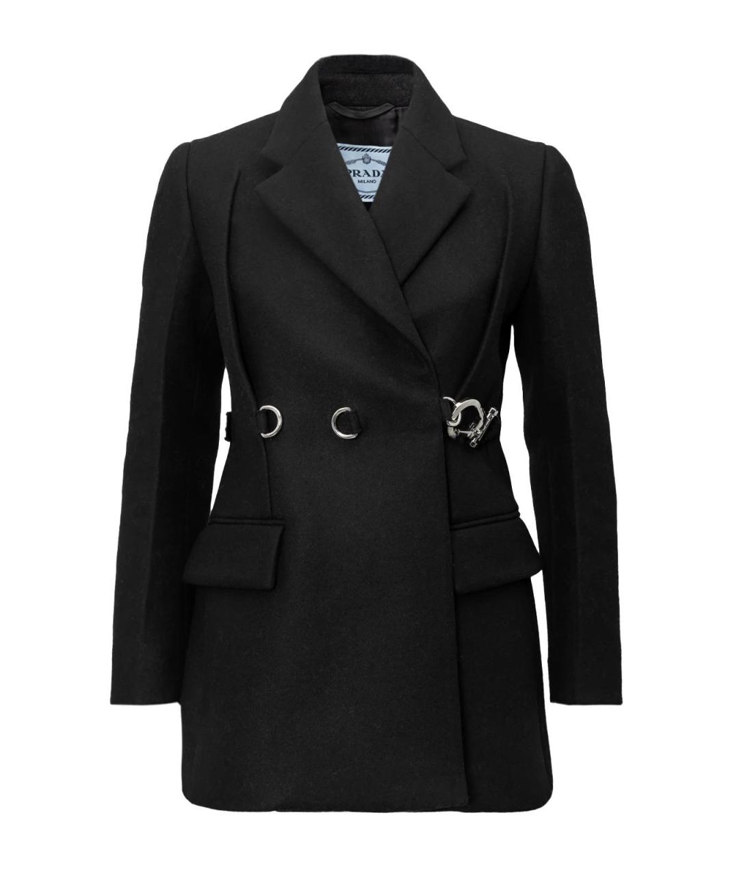 PRADA Черное шерстяное пальто, фото 4