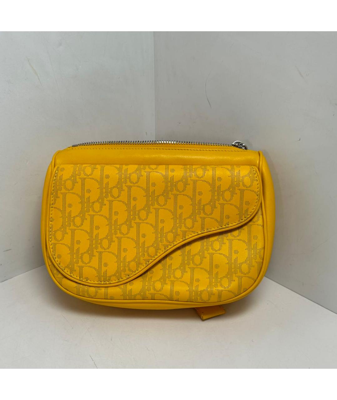 CHRISTIAN DIOR Желтая кожаная поясная сумка, фото 9