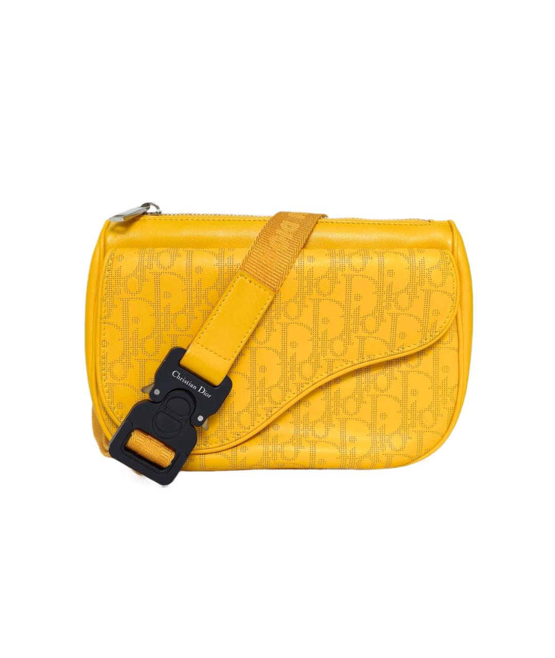 CHRISTIAN DIOR Желтая кожаная поясная сумка, фото 10