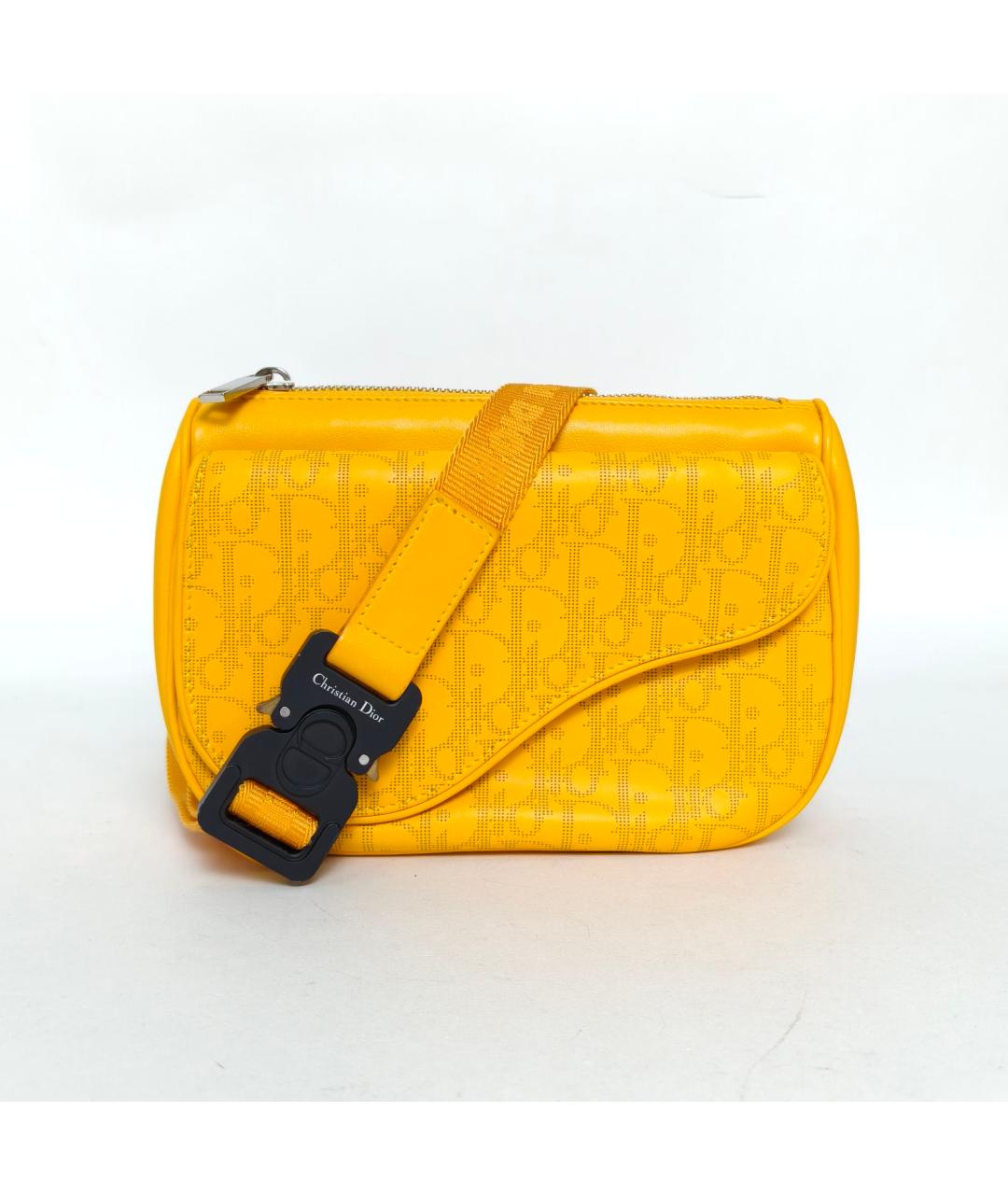 CHRISTIAN DIOR Желтая кожаная поясная сумка, фото 2