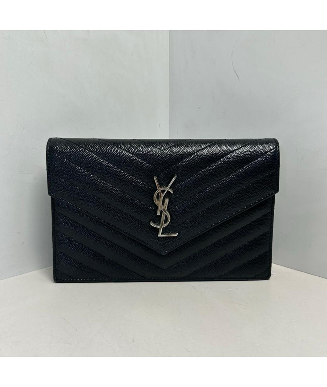 SAINT LAURENT Черная кожаная сумка через плечо, фото 9