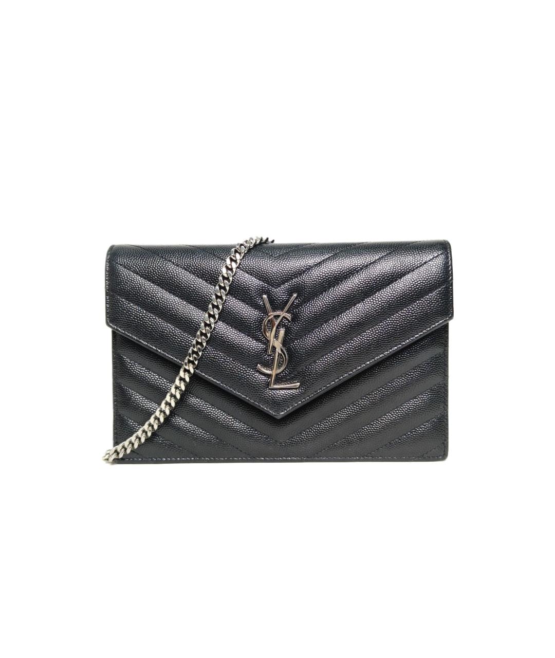 SAINT LAURENT Черная кожаная сумка через плечо, фото 10