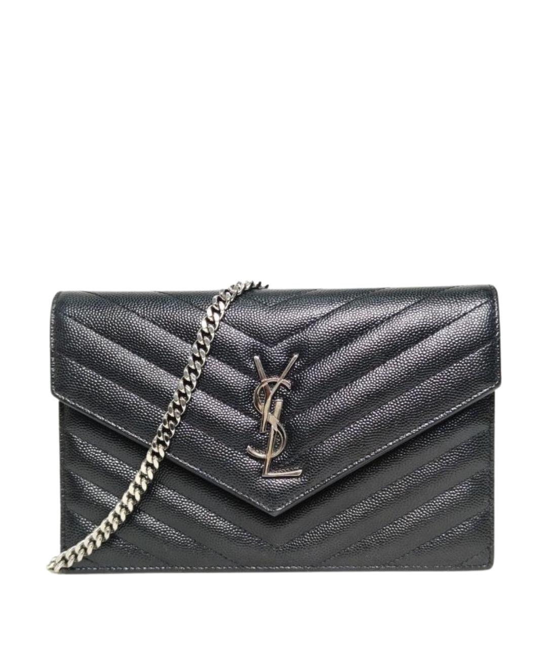 SAINT LAURENT Черная кожаная сумка через плечо, фото 1