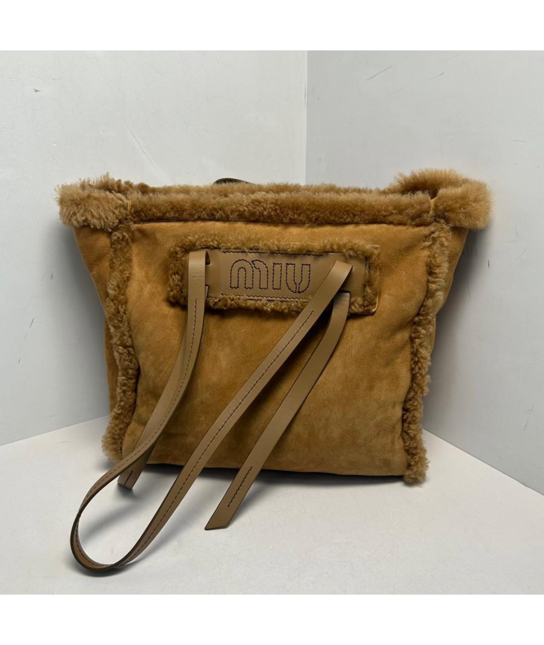 MIU MIU Коричневая замшевая сумка тоут, фото 8