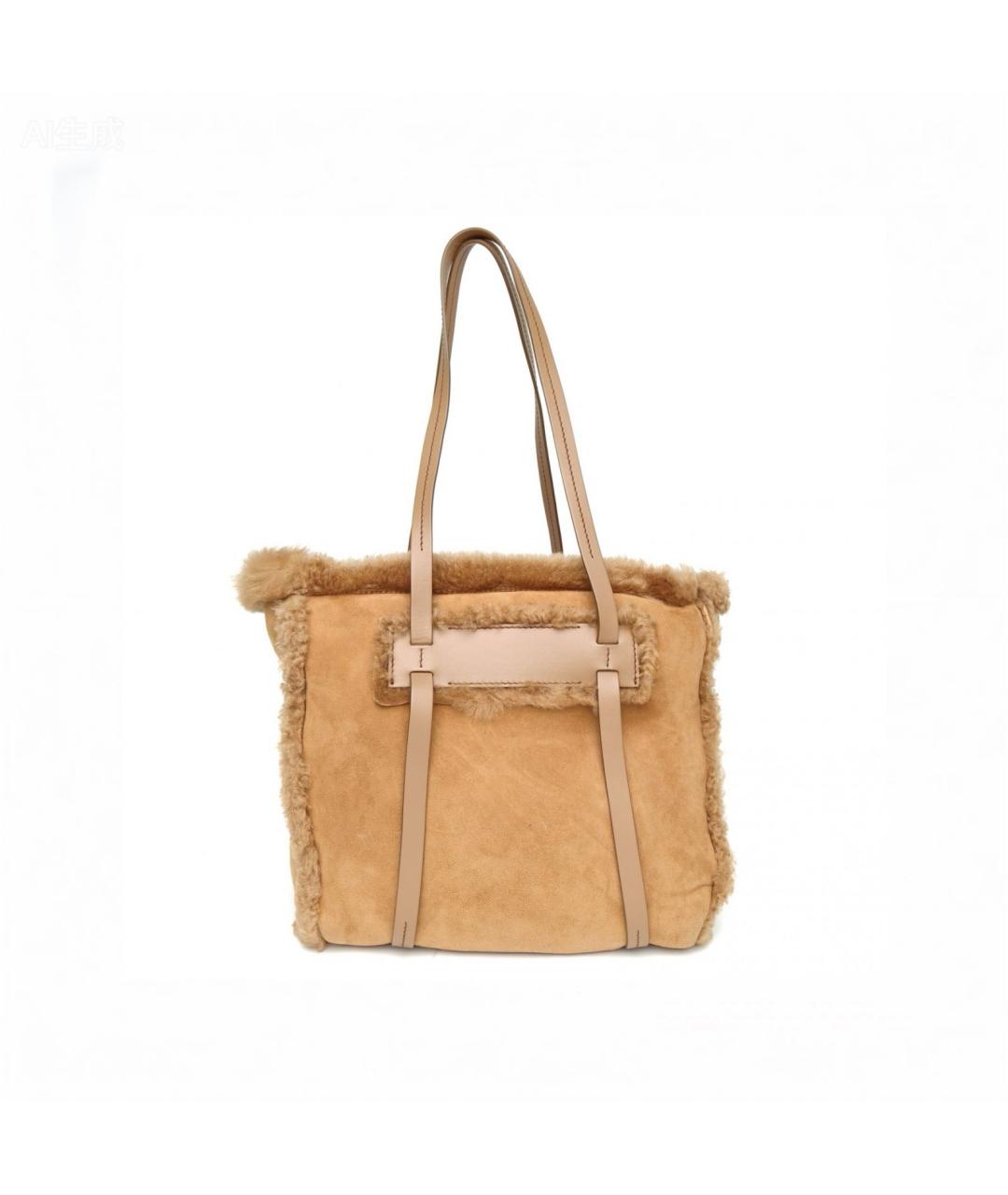 MIU MIU Коричневая замшевая сумка тоут, фото 4