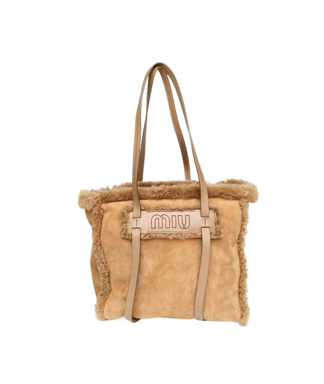 MIU MIU Коричневая замшевая сумка тоут, фото 10