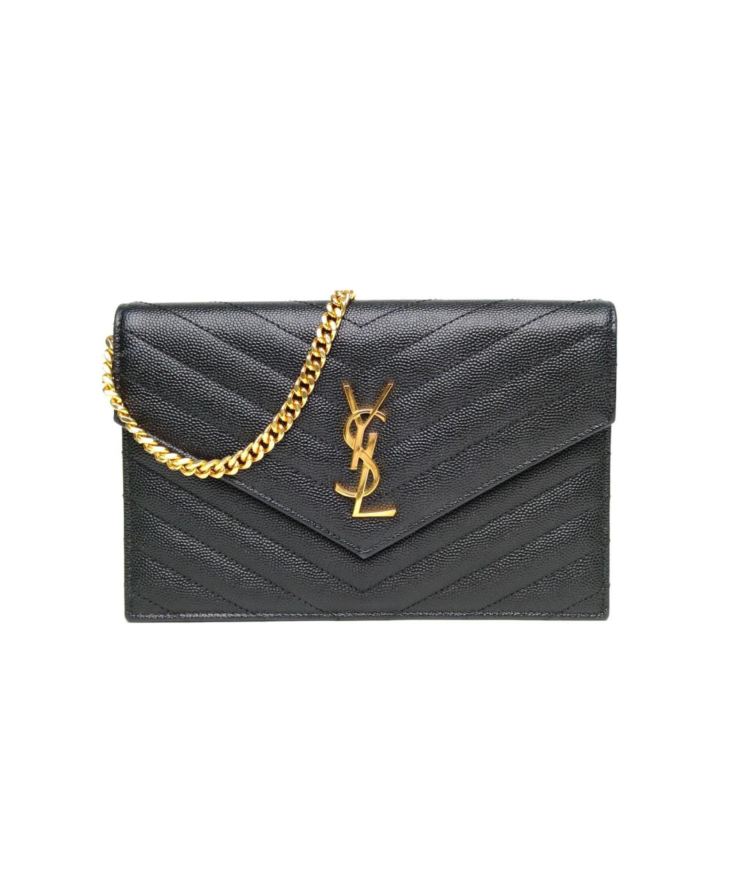 SAINT LAURENT Черная кожаная сумка через плечо, фото 2