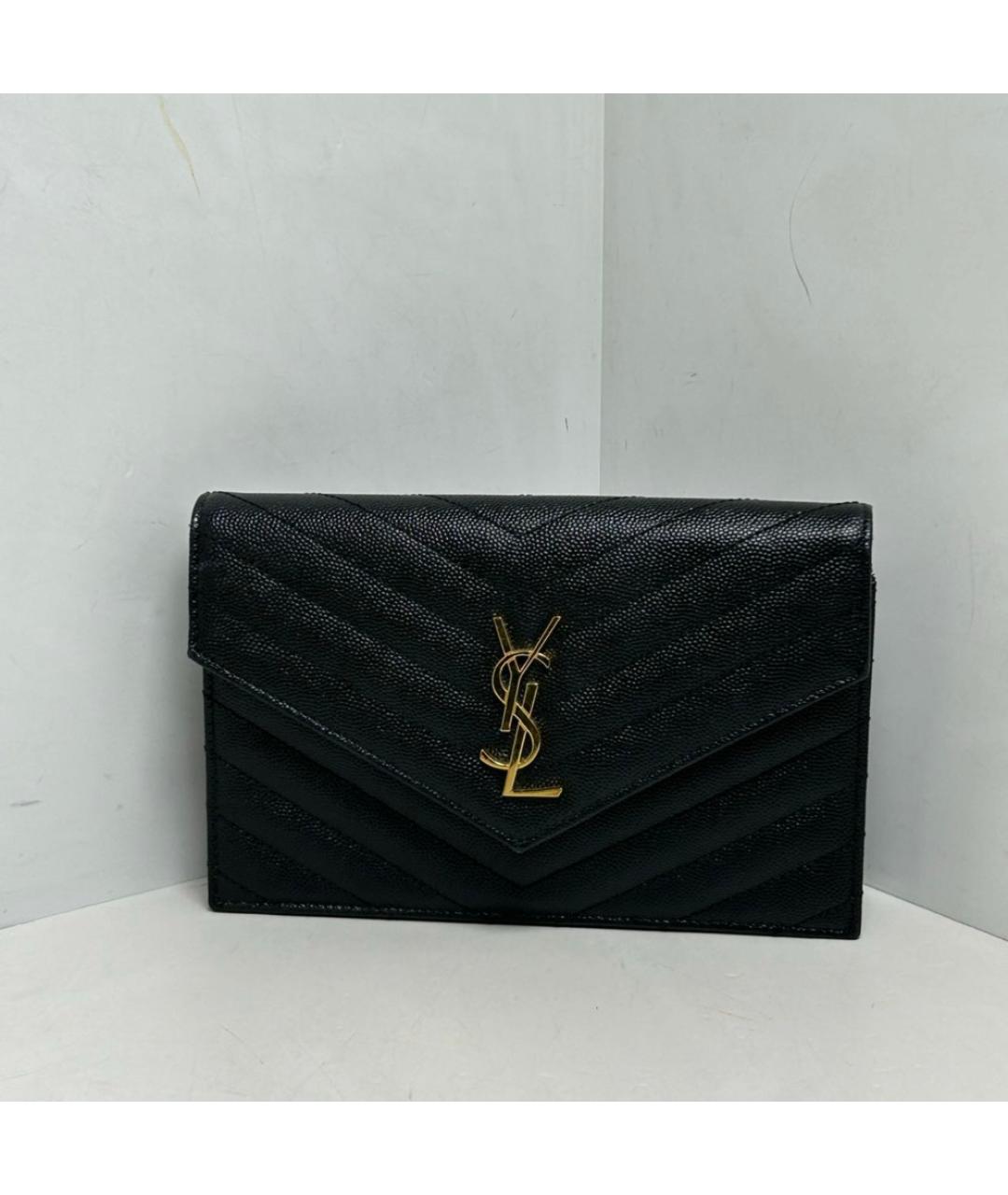 SAINT LAURENT Черная кожаная сумка через плечо, фото 9