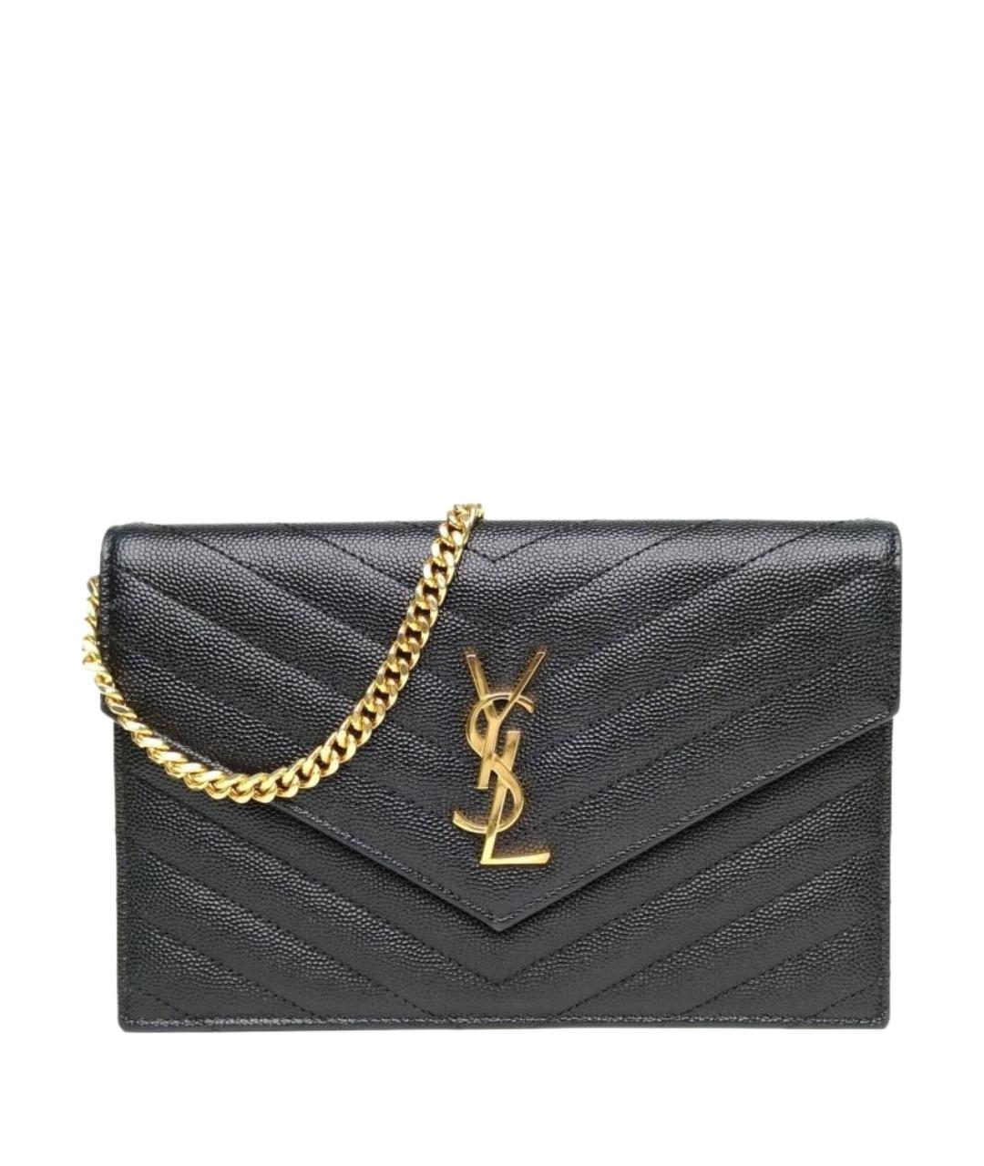 SAINT LAURENT Черная кожаная сумка через плечо, фото 1