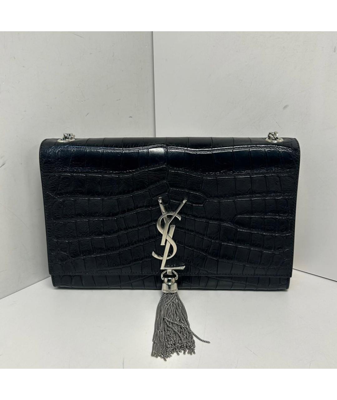SAINT LAURENT Черная кожаная сумка через плечо, фото 9