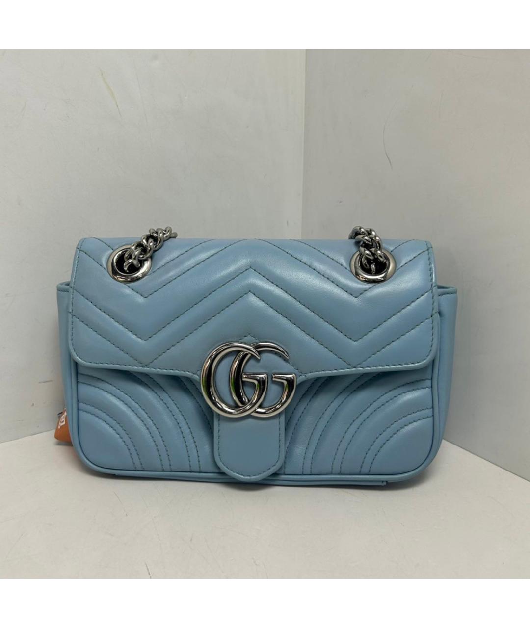 GUCCI Голубая кожаная сумка через плечо, фото 9