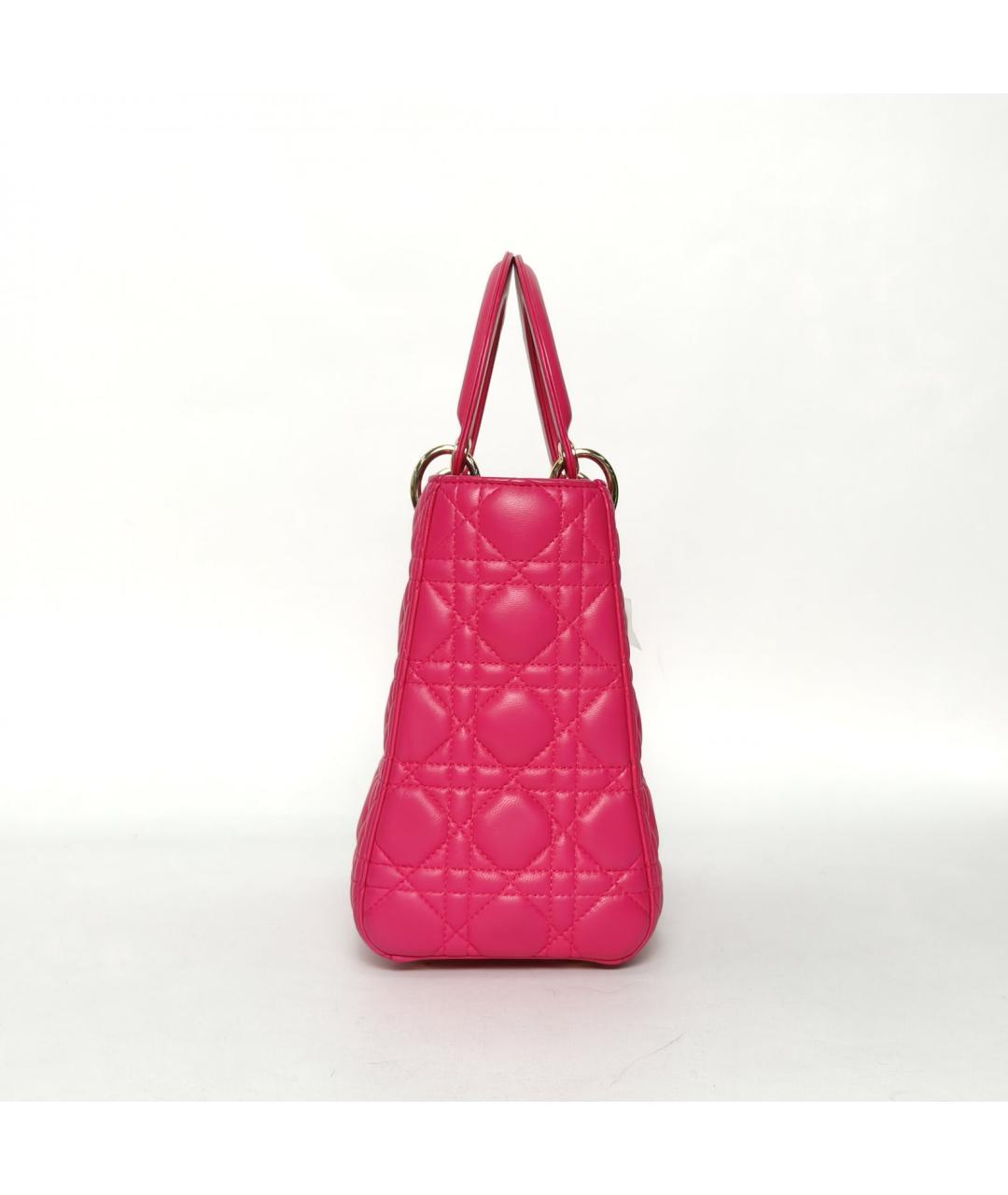 CHRISTIAN DIOR Фуксия кожаная сумка с короткими ручками, фото 3