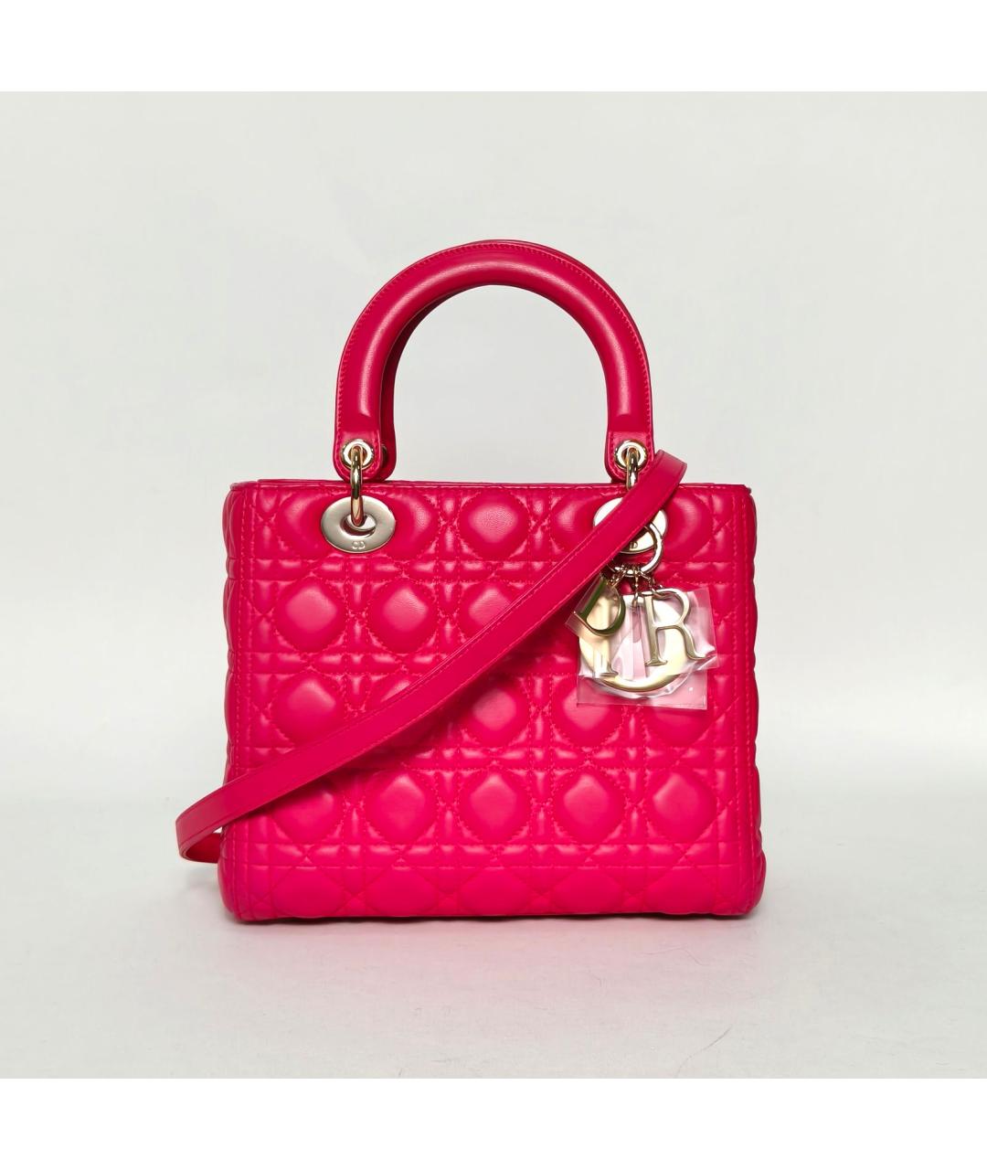 CHRISTIAN DIOR Фуксия кожаная сумка с короткими ручками, фото 2