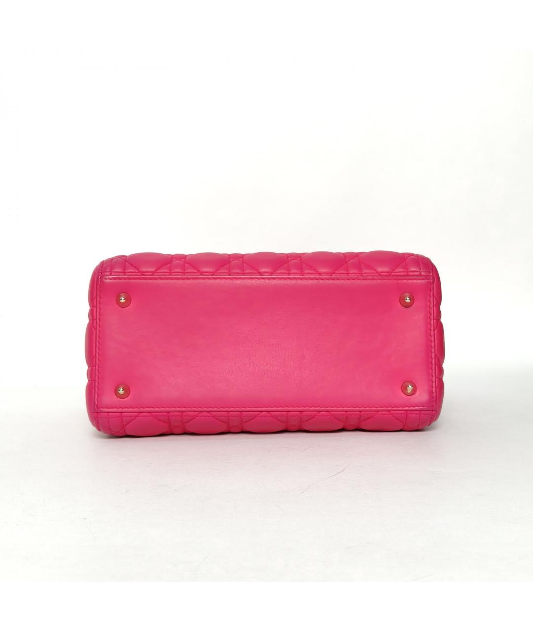 CHRISTIAN DIOR Фуксия кожаная сумка с короткими ручками, фото 6