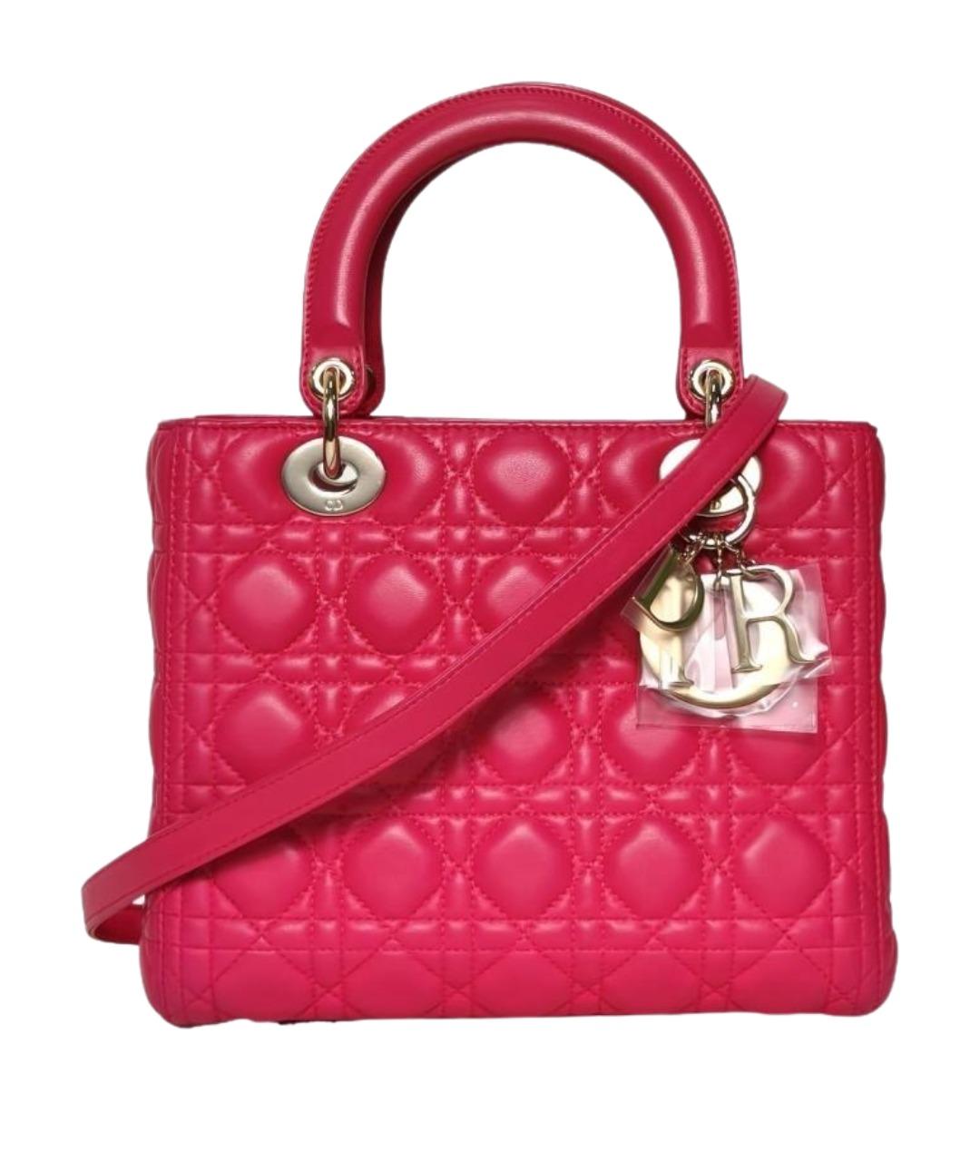 CHRISTIAN DIOR Фуксия кожаная сумка с короткими ручками, фото 1