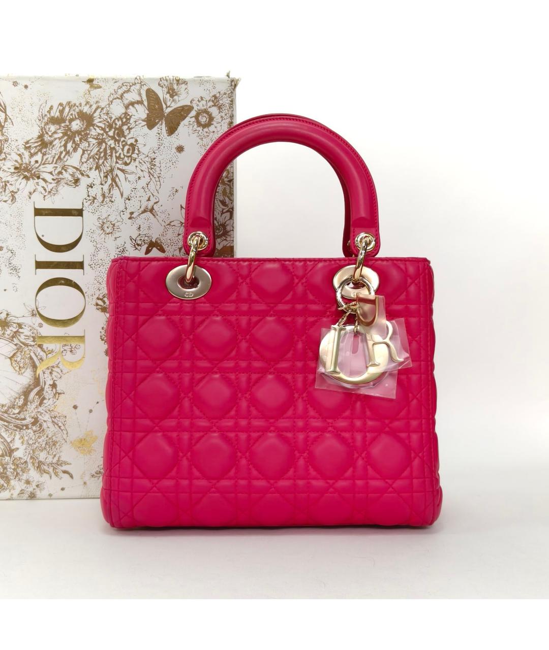 CHRISTIAN DIOR Фуксия кожаная сумка с короткими ручками, фото 9